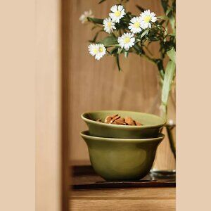 NEW Set of 4 Reeves Portuguese Stoneware Nut Bowls - Olive by Anthropologie